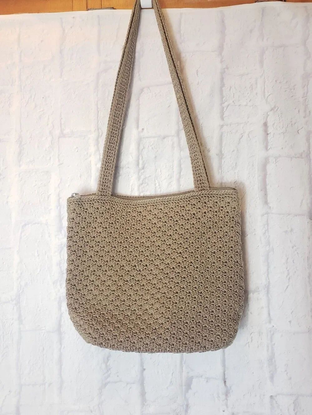 THE SAK Tan Crochet Hobo Shoulder Bag